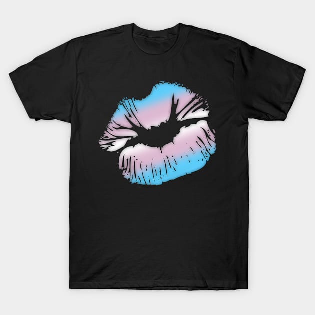 Transgender Pride Big Kissing Lips T-Shirt by wheedesign